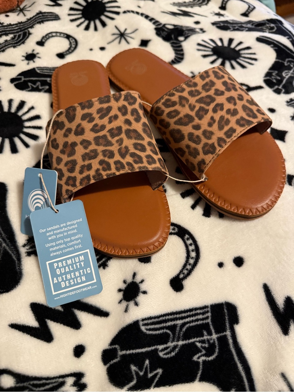 Leopard Print Slide Sandals - Brown